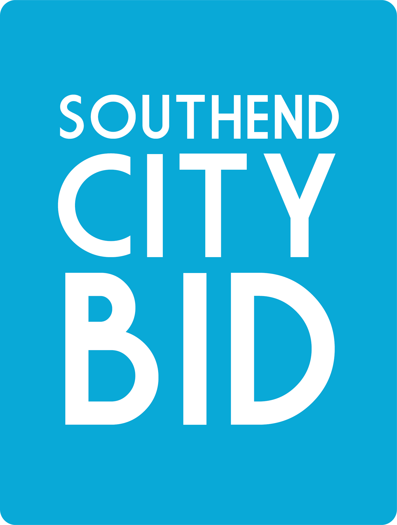 Southend City BID logo. White text on a light blue background